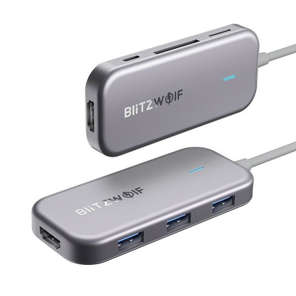 Hub Blitzwolf BW-TH5 7 în 1 USB-C la 3xUSB 3.0, HDMI, USB-C PD, SD, microSD