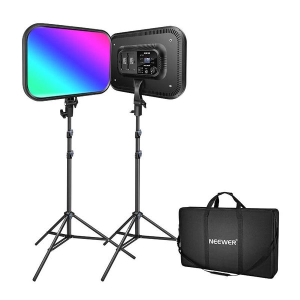 Kit studio NEEWER RGB168 RGB LED, două lămpi de 60W 2500-8500K + suporturi