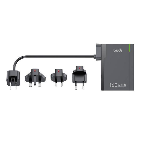 Încărcător de rețea universal Budi 328E USB + USB-C, 18 W + adaptoare UE/UK/SUA